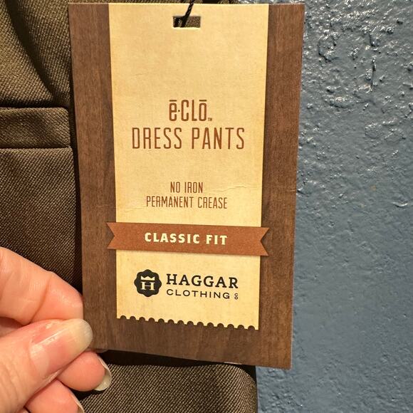 NWT Haggar Size 38x30 Dress Pants Olive Brown Classic Fit Plain Front Comfort - Picture 12 of 15